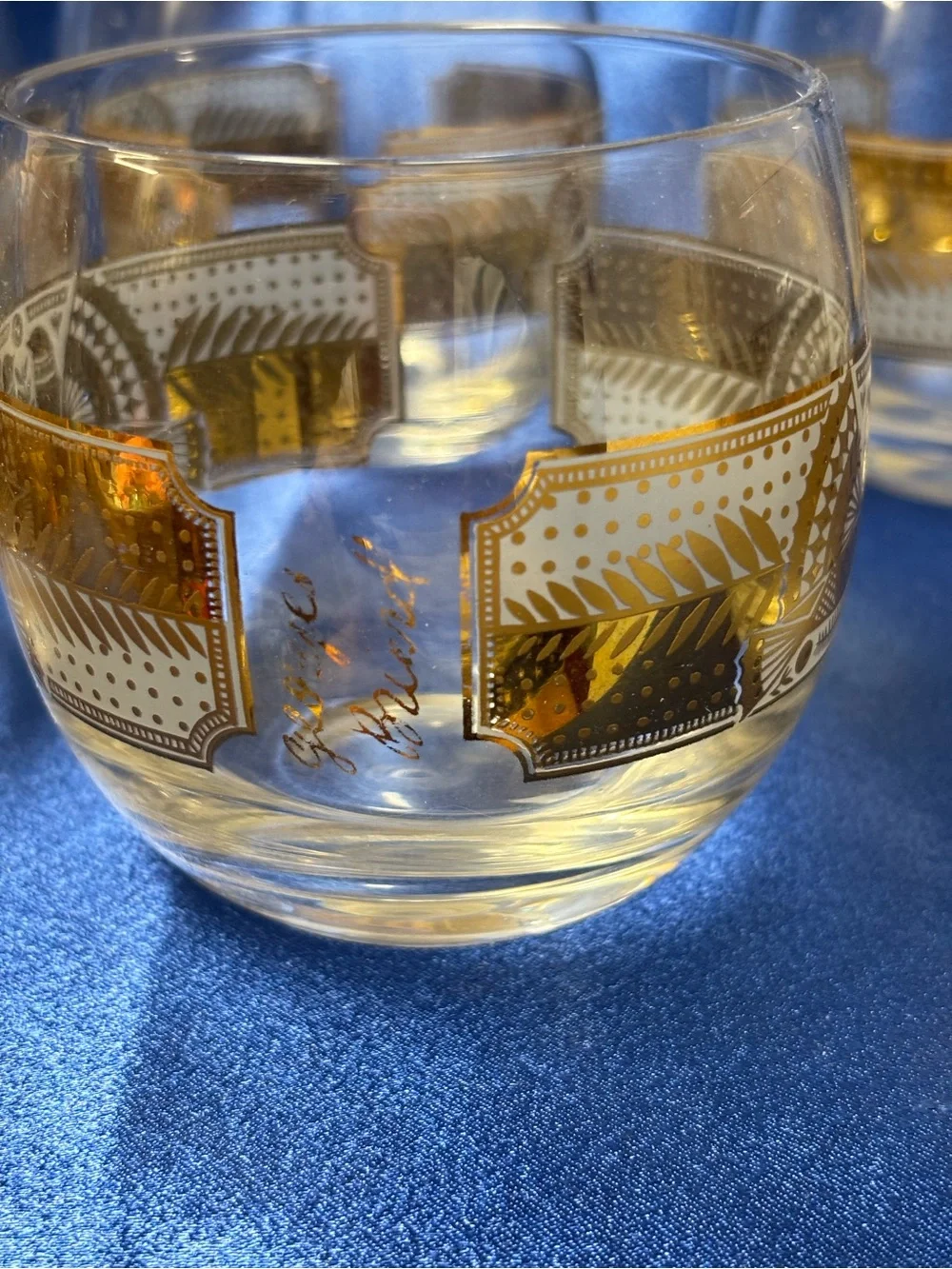 Vintage Signed George Briard Rolly Polly Glasses, 6 in set, in a bird motif